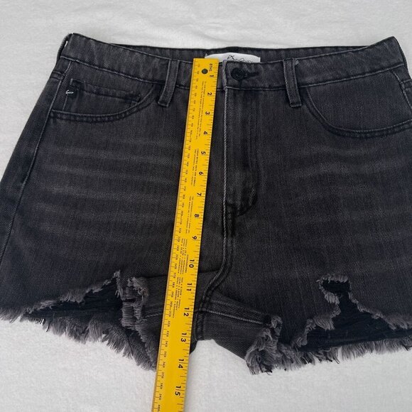 KanCan‎ Womens Frayed Hem Black Denim Shorts Faded Shark Bite Size 11/29 - Picture 8 of 10